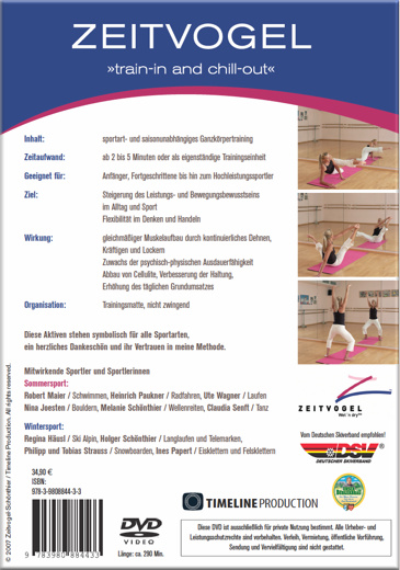 ZEITVOGEL train-in and chill-out, im ZSV 2007, DVD, Margot Zeitvogel-Schönthier, Cover hinten